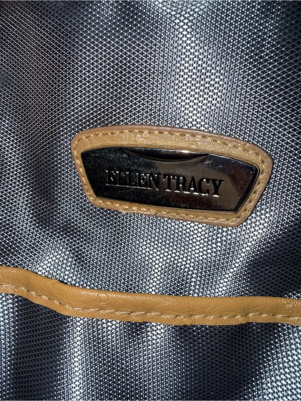 Ellen Tracy Gray Tote with Tan Trim
